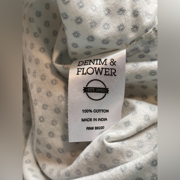 Denim & Flower Mens Slim Fit Short Sleeve Button Down Shirt Size Medium - Picture 3 of 4